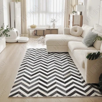 Современные минималистичные ковры для гостиной, пушистый мягкий геометрический коврик, легкий Роскошный декор для спальни, абстрактный ковер, домашний моющийся коврик