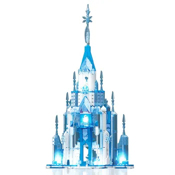 Креативная Страна Фантазий MOC Блок Сказочная Принцесса Эльза Королева Ледяной Снежный Замок Строительная Кирпичная Игрушка Со Светом Для Девочек Подарки