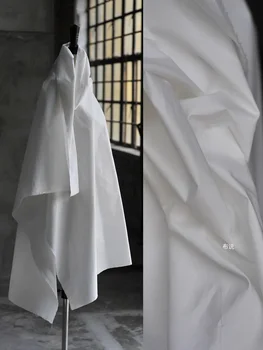 Ткань белой рубашки-100% хлопок, белый поплин, дизайнерские ткани скандинавско-японской структуры и деконструктивизма