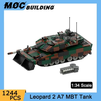 MOC WW2 Военная Серия Leopard 2 A7 MBT Основная Боевая Модель Танка Строительные Блоки Масштаб 1:34 Автомобиль DIY Сборка Кирпичи Игрушки Подарок