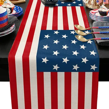 Ежедневный стол Независимости США с принтом флага, стол для гостиной, Журнальный столик, Праздничное украшение, Ткань, Кружевные Бегунки для стола