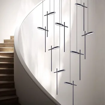 Современные кольцевые лестницы светодиодные фонари подвесные светильники для гостиной светодиодные люстры для столовой подвесной светильник внутреннее освещение
