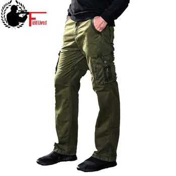 Военные брюки Мужские карго Повседневные боевые армейского стиля Тактические рабочие хлопчатобумажные мужские брюки свободного кроя с несколькими карманами Серо-зеленые