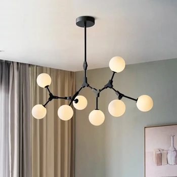 Скандинавская креативная люстра со стеклянным шаром, современный минималистичный обеденный стол, Барная стойка, светодиодная подвесная лампа, гостиная, молекулярные подвесные светильники