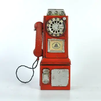Старинные модели телефонов, копилка для монет, декоративно-прикладное искусство для ретро стационарных металлических рождественских реквизитов для фотосъемки