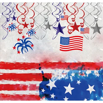 30 Штук подвесных украшений Американский флаг Пятиконечная звезда Спиральные подвески Ручной работы Подвесные украшения ко Дню Независимости
