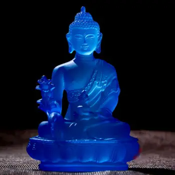 Фигурка Будды Медицины Статуя Алтарь Буддийская смола Фэншуй 12x8x5,5 см Синий подарок