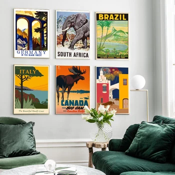 Известный туристический плакат о городе Бразилия Испания Южная Африка Канада Пейзаж Холст Картина Настенное искусство Картина для гостиной Домашний декор