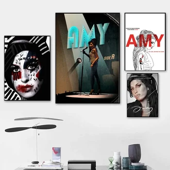 Плакат Эми Уайнхаус из Крафт-бумаги, Винтажный Плакат, Настенная живопись, Исследование эстетического искусства, Наклейки на стену небольшого размера
