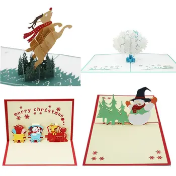 Y5LE 3D для всплывающих рождественских открыток, 4 упаковки пустых поздравительных праздничных открыток с конвертом