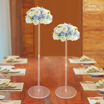 Свадебные вазы, центральные элементы для столов - 10шт Акриловая ваза для цветов высотой 23,6 /31,5 дюйма, подставка для цветов для украшения праздничных столов