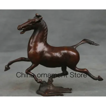 8-Дюймовая Старомодная китайская Бронзовая статуя Фэн-Шуй, Год Зодиака, Скульптура Успеха в беге лошади