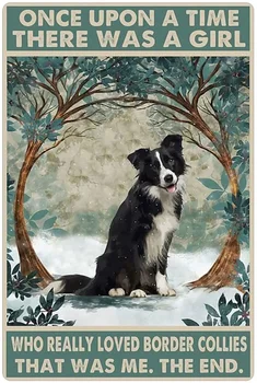Жестяная Вывеска с Собакой, Плакат с Бордер-Колли в Снегу, Художественная Табличка Для украшения стен бара Отеля размером 8 х 12 дюймов.