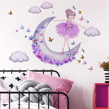 девушка бабочка Луна облако мечта наклейка на стену гостиная спальня детская комната наклейка на стену современная художественная роспись