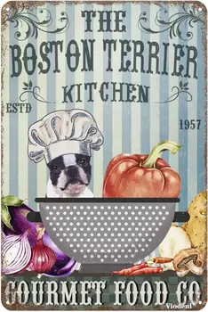 Металлические жестяные вывески The Boston Terrier Kitchen Gourmet Food Co. Жестяные вывески Vintage Bar Club Cave Home Kitchen Wall Decor