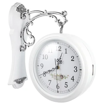 Часы с двойным циферблатом Ретро Домашний декор Настенные Винтажные Старомодные Стеклянные Подвесные Вращающиеся