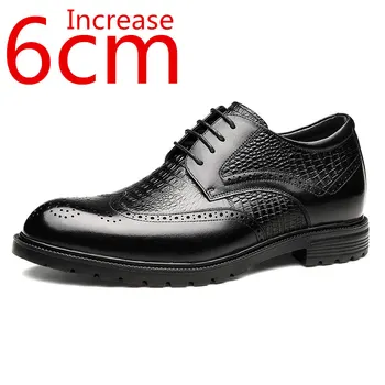 Мужская обувь Невидимый рост, увеличенный на 6 см, Обувь для шитья из натуральной кожи, элитный деловой лифт, Мужская официальная кожаная обувь в стиле дерби