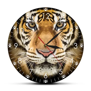 Дикие Животные Лицо Сибирского Тигра 12 дюймовые Подвесные Настенные Часы Кварцевые Часы С Батарейным питанием reloj de pared saat