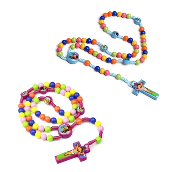 M5TF Красочные Круглые Бусины Четки Ожерелья Католические Подвесные Ожерелья для Малыша