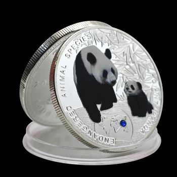 Национальное сокровище Китая - Гигантская панда, посеребренная монета-вызов, Медальон с редким животным - 1 унция - Коллекционный подарок
