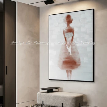 Arthyx-Ручная роспись красивой девушки, картины маслом на холсте, современные абстрактные настенные панно в стиле поп-арт для гостиной, украшения дома