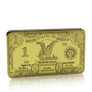 Золотой слиток американского доллара, Памятная медаль, Квадратная монета 1 доллар США, позолоченные поделки, предметы коллекционирования, подарки