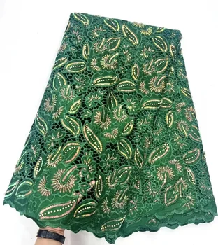 Африканская водорастворимая кружевная ткань 2023 г. Нигерийский гипюровый шнур Кружева с пайетками Материал для пошива свадебных платьев для элегантных женщин