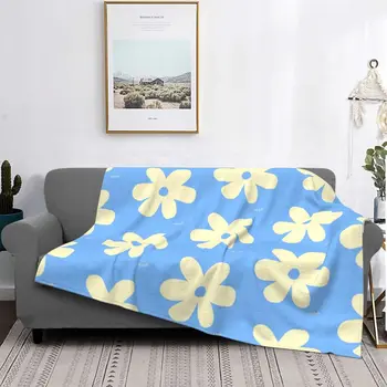 Пастельно-голубые одеяла с цветочным принтом, Фланелевый текстильный декор, Яркое цветочное легкое покрывало для постельного белья, покрывала для спальни