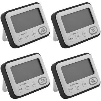 4-Кратный цифровой кухонный таймер обратного отсчета: счетчик для учителей, большой ЖК-дисплей, громкий Магнитный зажим, детские простые часы Mini Small