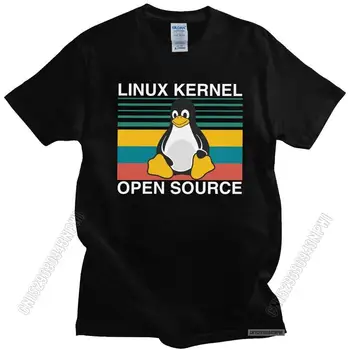 Забавная ретро футболка с открытым исходным кодом Linux с короткими рукавами, футболка из 100% хлопка, рубашки для программирования с пингвином, футболка с кодировщиком, футболка с кодировщиком.